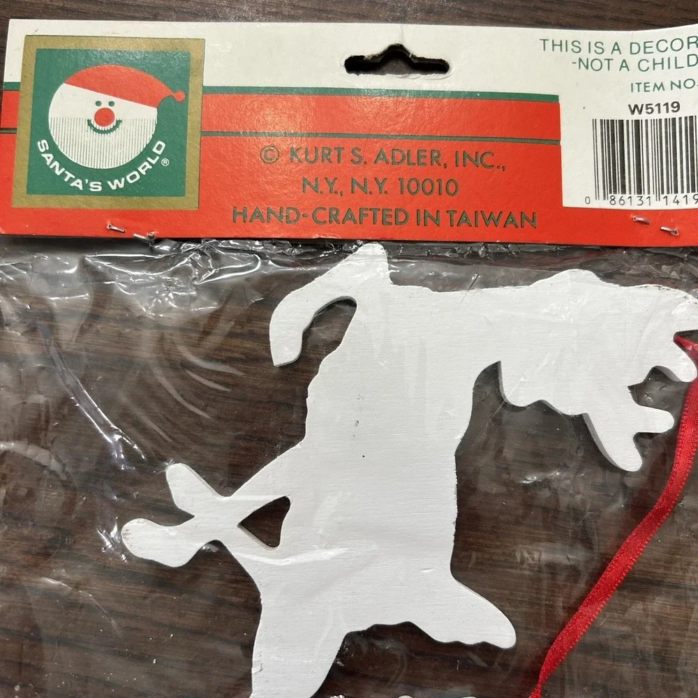 Vintage Kurt Adler Wood Christmas Ornament Rudolph Sleigh Toys NOS Santa's World